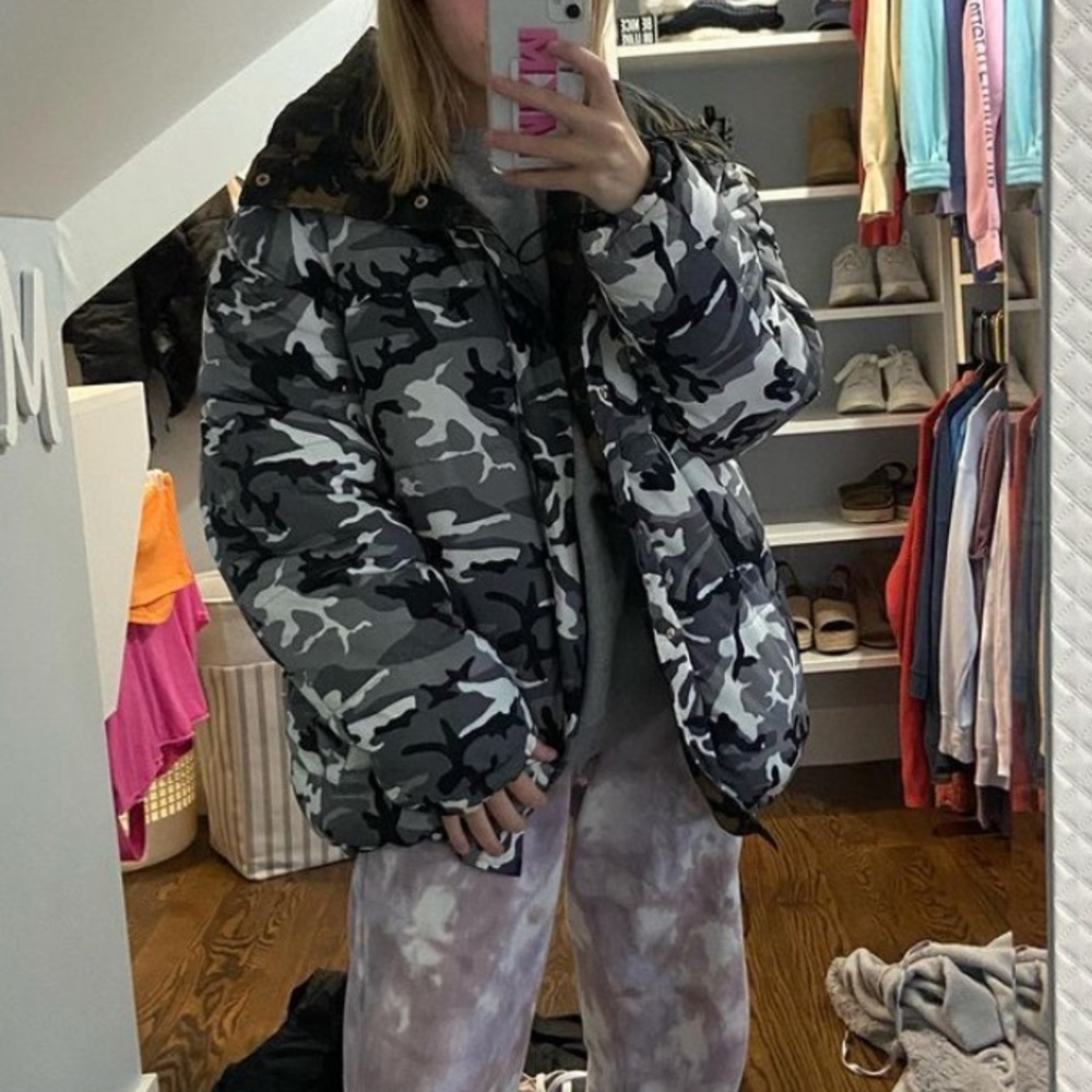 Camouflage Reversible Winter Puffer Coat